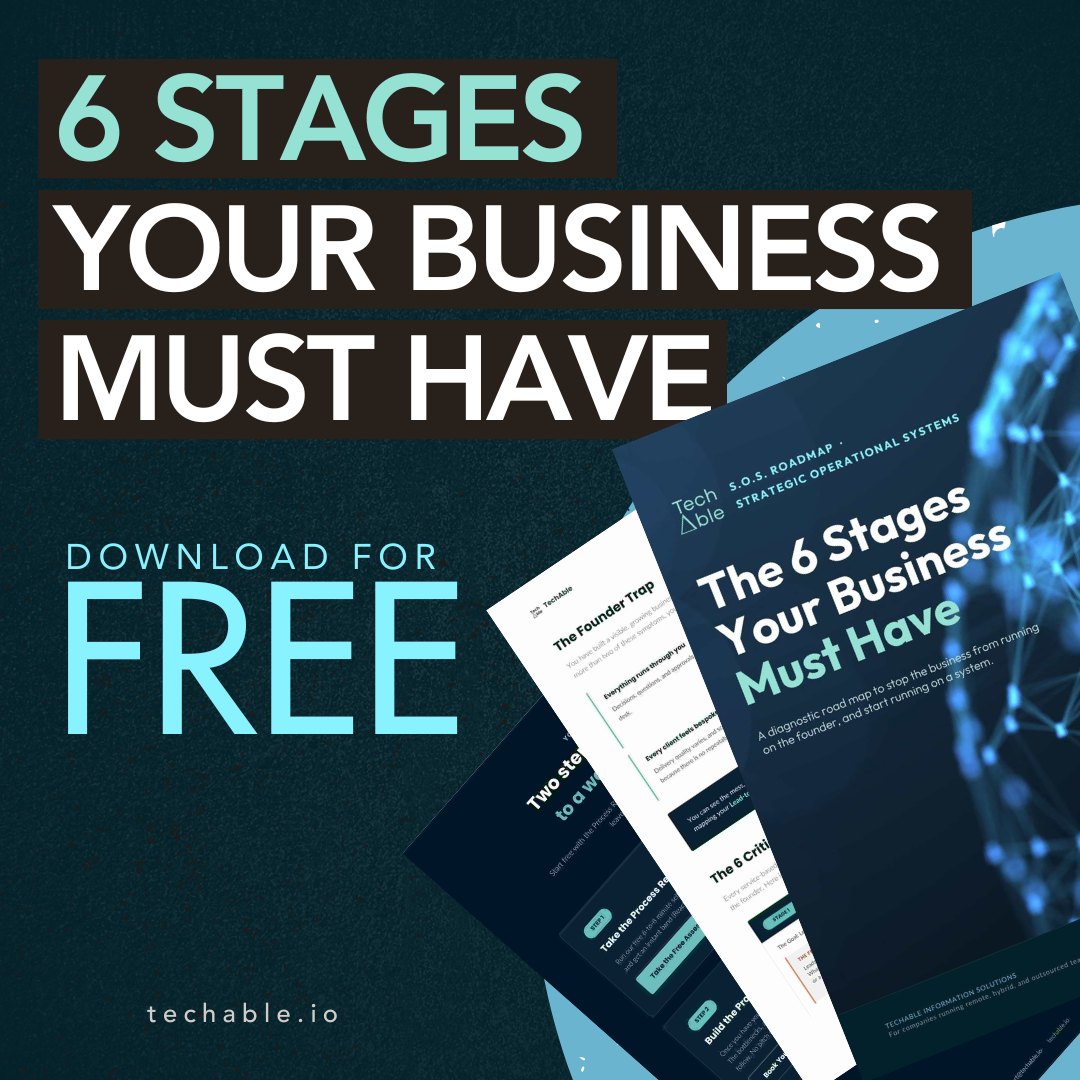 Cover of TechAble's free download, The 6 Stages of a Strategic Operational System for Your Business
